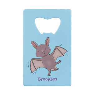 Cute baby bat flying cartoon illustration credit card bottle opener