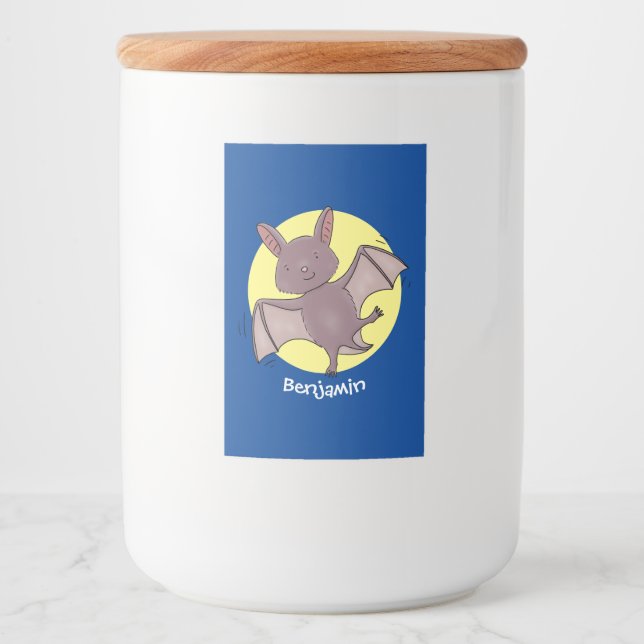 Cute baby bat flying cartoon illustration food label (Front)