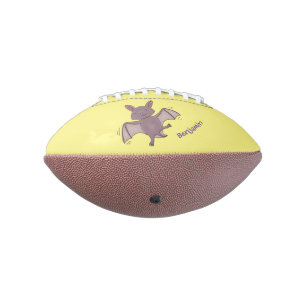 Cute baby bat flying cartoon illustration football