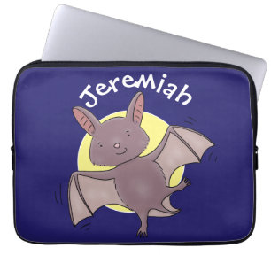 Cute baby bat flying cartoon illustration laptop sleeve