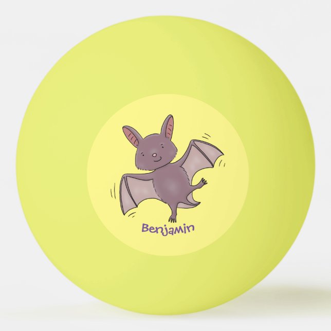 Cute baby bat flying cartoon illustration ping pong ball (Front)
