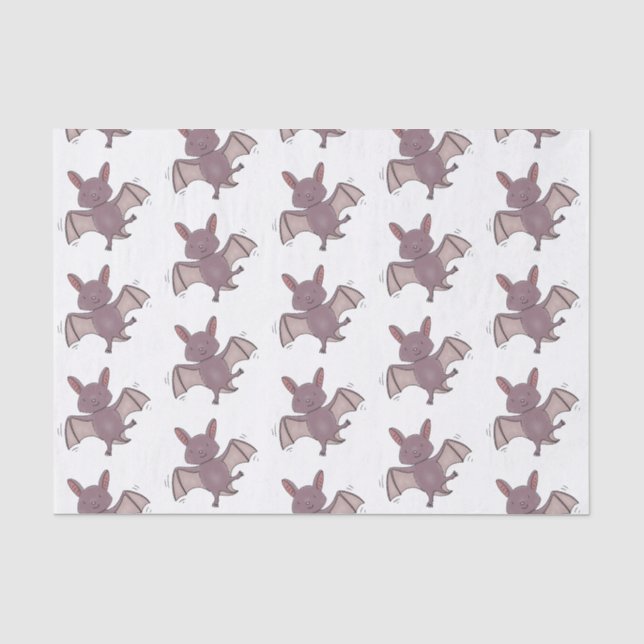 Cute baby bat flying cartoon illustration tissue paper (Front)