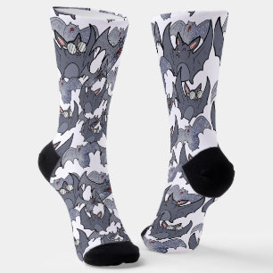 Cute baby bat Grey and white Cool men Socks