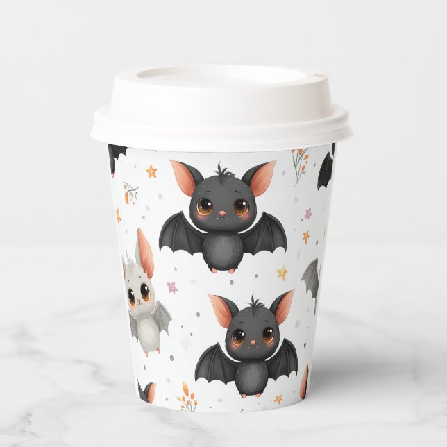Cute Baby Bats Halloween Paper Cups (Front)