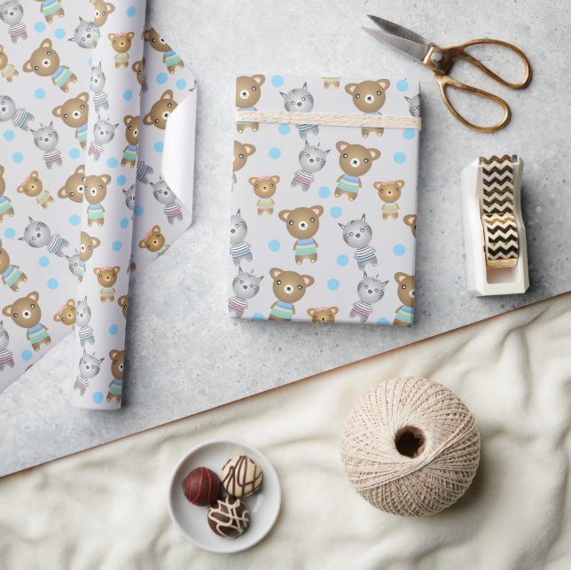 Cute Baby Bear And Zebra Wrapping Paper (Crafts)
