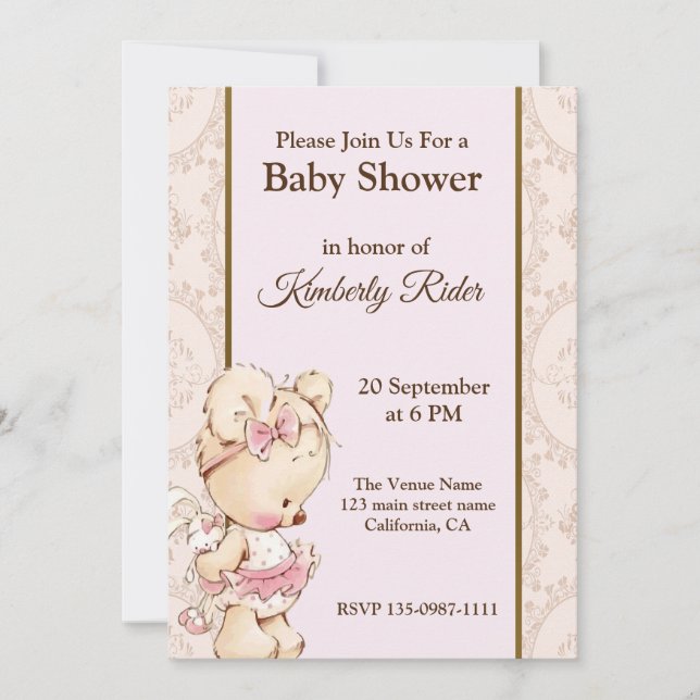 Cute Baby Bear Baby Shower Invitation (Front)