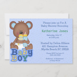 Cute Baby Bear Baby Shower Invitation
