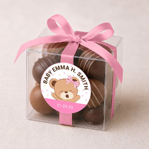 Cute Baby Bear Baby Shower Sticker (Pink)