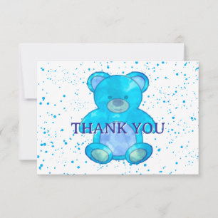Cute Baby Bear In Blue Custom Thank You Card