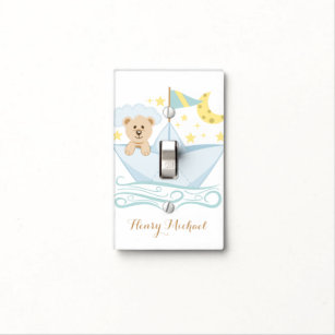 Cute Baby Bear in Paper Boat Light Switch Cover