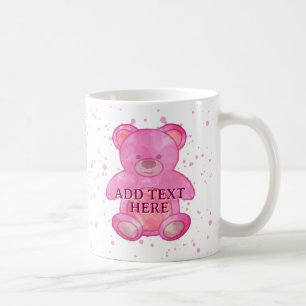 Cute Baby Bear In Pink Custom Text Coffee Mug