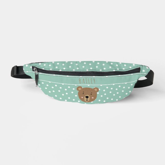 Cute baby bear modern blue fanny pack (Front)
