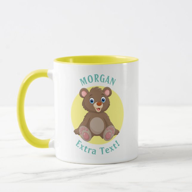 Cute Baby Bear, Personalize Name & Message Mug (Left)