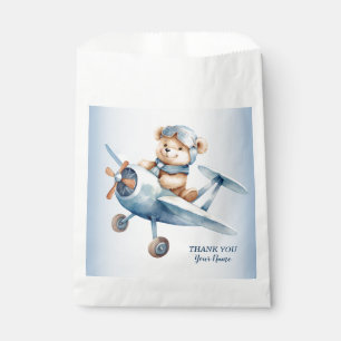 Cute Baby Bear Pilot Blue Airplane Beautiful Favour Bag