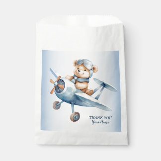 Cute Baby Bear Pilot Blue Airplane Beautiful Favour Bag