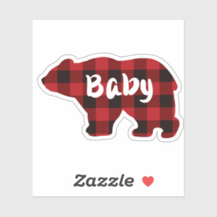 Cute Baby Bear - red and Black plaid