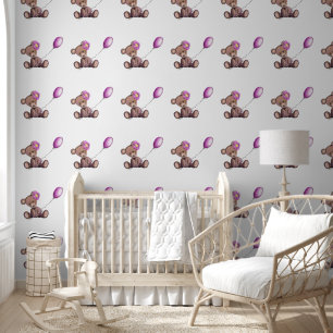 Cute Baby Bear with Balloon Wallpaper