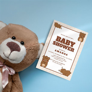 Cute Baby Bears – Brown Neutral Baby Shower Invitation