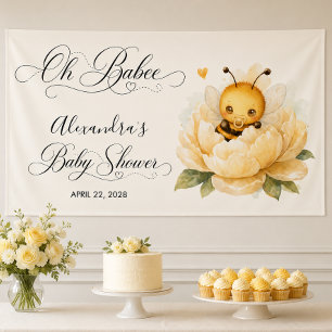 Cute Baby Bee Yellow Watercolor Baby Shower  Banner