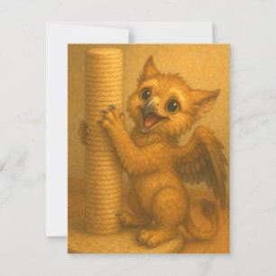 Cute baby big eye gryphon scratching post fantasy card