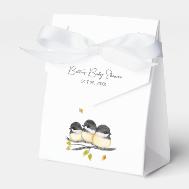 Cute Baby Bird Chickadees Baby Shower Favor Box (Front Side)