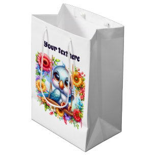 Cute baby bird customizable medium gift bag