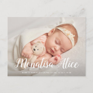 cute baby birth announcement photo postcard