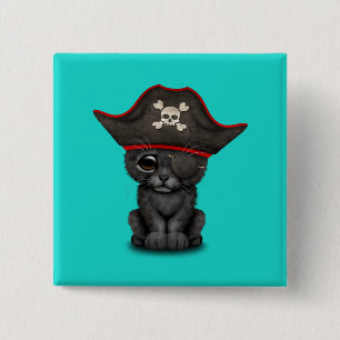 Cute Baby Black Panther Cub Pirate 2 Inch Square Button
