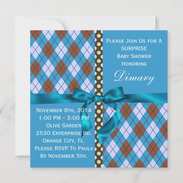 Cute Baby Blue, Boys Shower Invitation (Front)