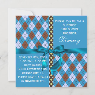 Cute Baby Blue, Boys Shower Invitation