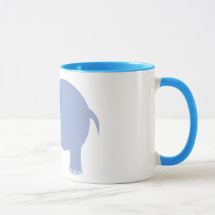 Cute Baby Blue Cartoon Elephant with Tusks Mug
