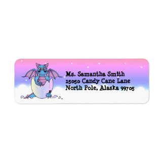 Cute Baby Blue Dragon in Egg Return Address Label