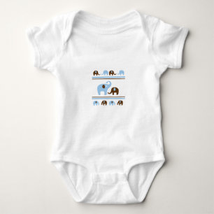 CUTE BABY BLUE ELEPHANTS CARTOON BROWN ELEPHANT PA BODYSUIT