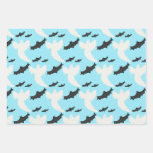 Cute Baby Blue Ghost Bat Wrapping Papier ensemble 