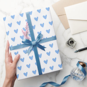 Cute Baby Blue Hearts Pattern Wrapping Paper