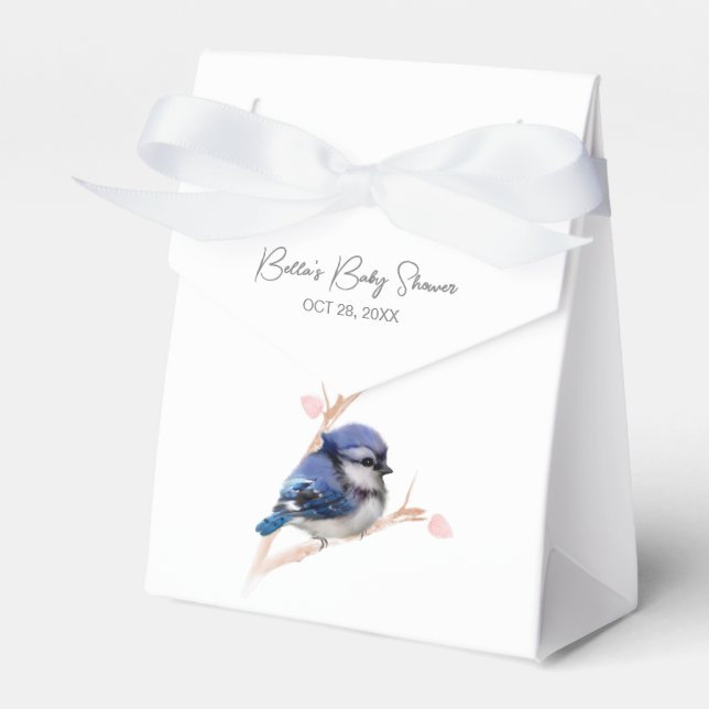 Cute Baby Blue Jay Baby Shower Favor Box (Front Side)