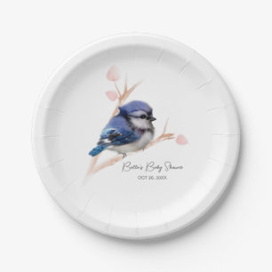 Cute Baby Blue Jay Baby Shower Paper Plate