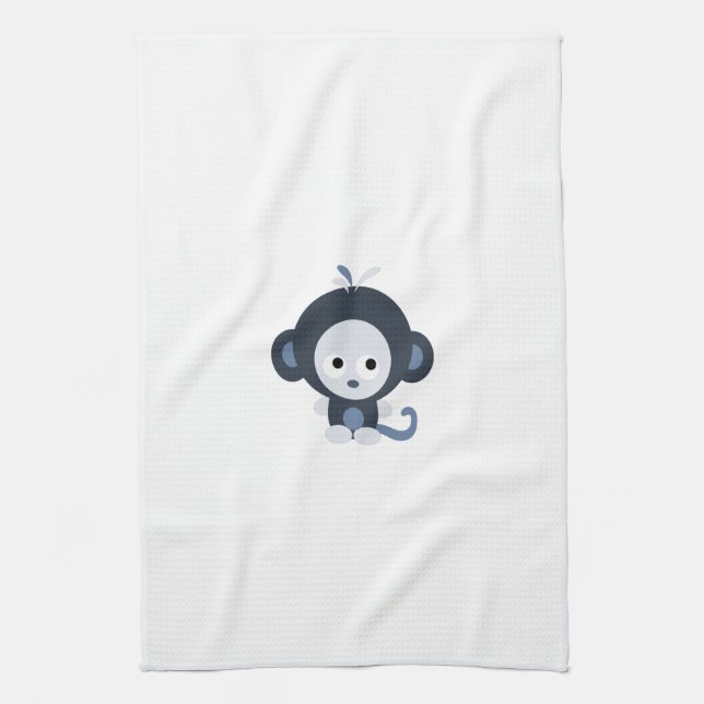 Cute Baby Blue Monkey Kitchen Towel (Vertical)