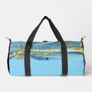 Cute Baby Blue Musical Notes Duffle Bag