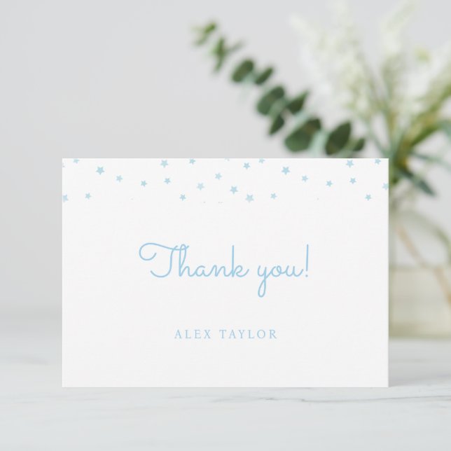 Cute baby blue stars kids   thank you card (Standing Front)