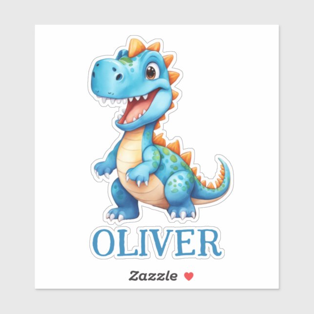 Cute Baby Blue Trex Dinosaur Personalized (Sheet)
