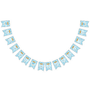 Cute Baby Blue Whale 1st Birthday Bunting Flags