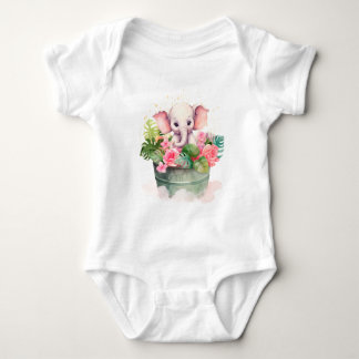 Cute baby bodysuit with elephant illustration