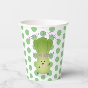 Cute baby bok choy cartoon illustration paper cups
