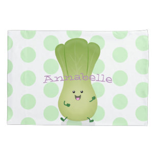 Cute baby bok choy cartoon illustration pillowcase