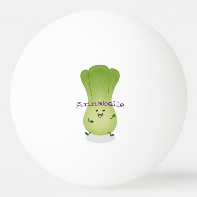 Cute baby bok choy cartoon illustration ping pong ball (Front)