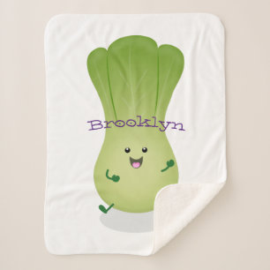 Cute baby bok choy cartoon illustration sherpa blanket