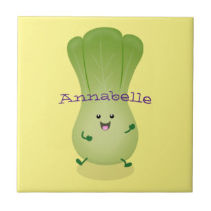 Cute baby bok choy cartoon illustration tile
