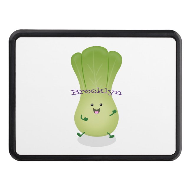 Cute baby bok choy cartoon illustration trailer hitch cover (Front)
