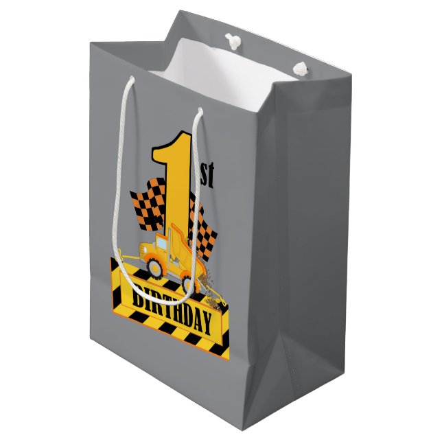 Cute baby boy 1st Birthday Medium Gift Bag (Front Angled)